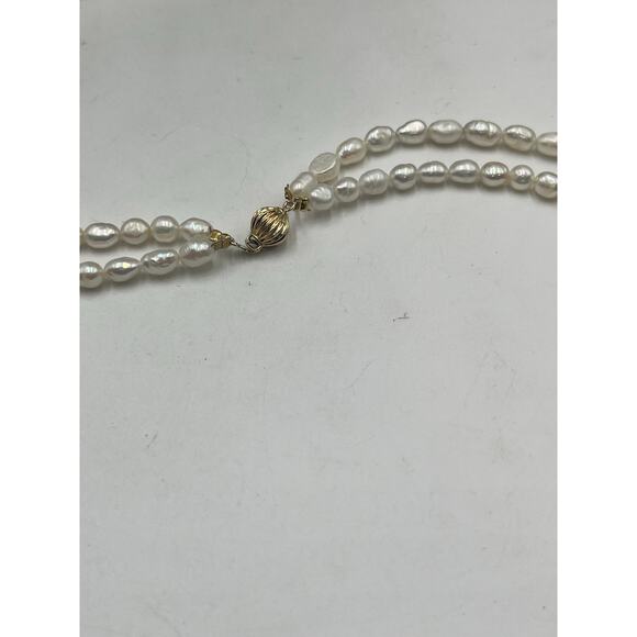 14k Yellow Gold Two Strand Potato Freshwater Pearl Gold Beaded
Necklace - Picture 9 of 9